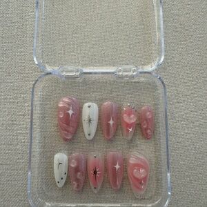 Pink and White Nail Art Set
